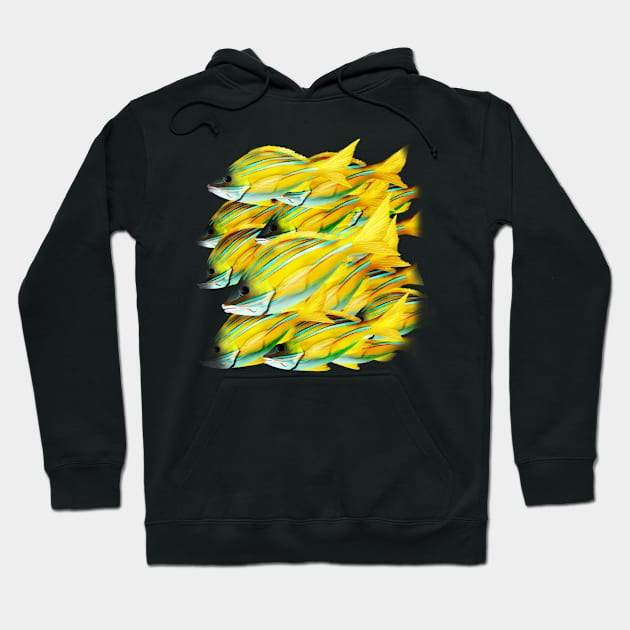 Blue Stripe Snapper Fish School Hoodie by FernheartDesign